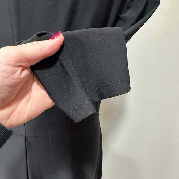 Lauren Ralph Lauren Black Dress Wrap Ruched Draped 3/4 Sleeve, Women Sz 14 - Picture 6 of 8